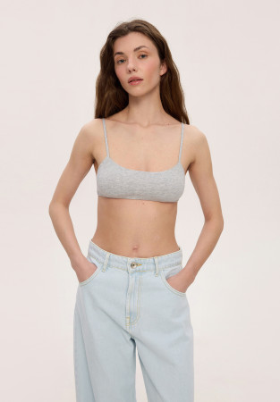 Grey melange jersey top